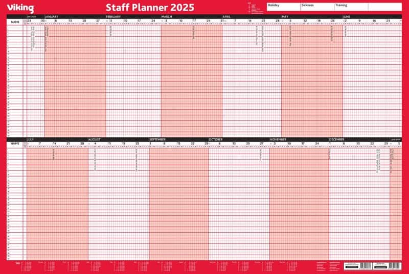 Viking Staff Planner 2025 Paper Red English