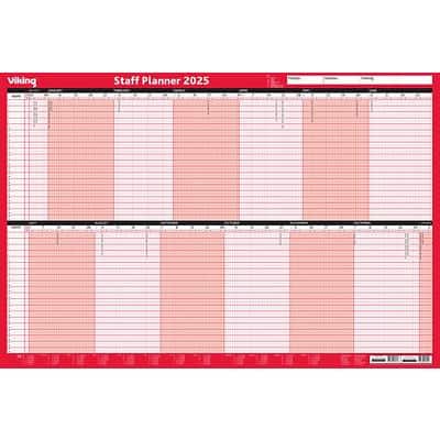 Office Depot Wall Mounted Staff Planner 2023 Landscape Red 91 x 61 cm
