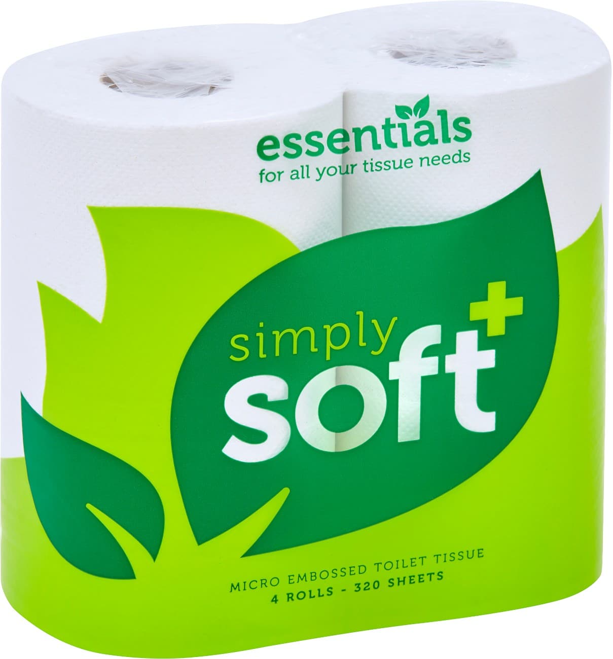 essentials Paper 2 Ply Toilet Rolls Simply-Soft 90 x 100mm White 36 Rolls of 320 Sheets