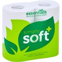 essentials Paper 2 Ply Toilet Rolls Simply-Soft 90 x 100mm White 36 Rolls of 320 Sheets