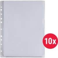 Office Depot Punched Pockets A4 Clear Transparent 200 Microns Polypropylene Up and Right 11 Holes Pack of 10