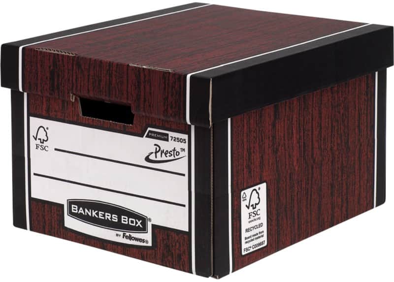 Bankers Box Premium Presto Classic Archive Boxes Woodgrain 257(H) x 342(W) x 400(D) mm Pack of 10