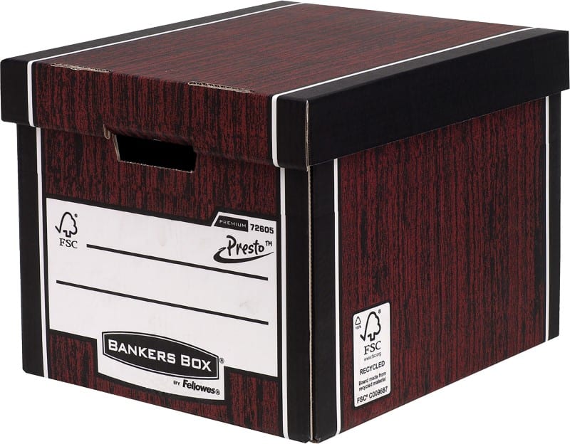 Bankers Box Premium Presto Tall Archive Boxes Woodgrain 303(H) x 342(W) x 400(D) mm Pack of 10