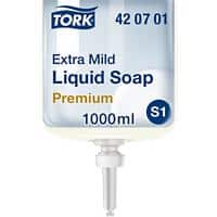 Tork Extra Mild Liquid Soap 420701 for S1 Dispenser, Allergy-friendly, Fragrance-Free, 1L Pack of 6