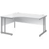 Corner Left Hand Design Ergonomic Desk with White MFC Top and Silver Frame Adjustable Legs Momento 1600 x 1200 x 725 mm
