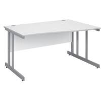 Freeform Right Hand Design Wave Desk with White MFC Top and Silver Frame Adjustable Legs Momento 1400 x 990 x 725 mm