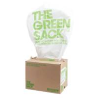 Green Sack Bin Bags 80 L 100% Recycled White PE (Polyethylene) 20 microns Pack of 150