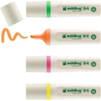 edding EcoLine 24 Highlighter Assorted Medium Chisel 2-5 mm Refillable 4 Pieces