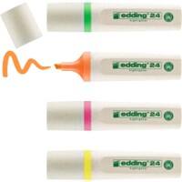 edding EcoLine 24 Highlighter Light green, Orange, Pink, Yellow Medium Chisel 2-5 mm Refillable Pack of 4