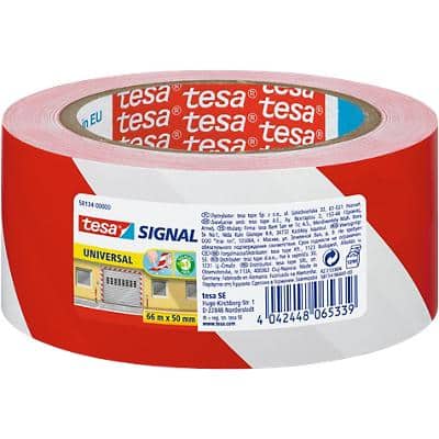 tesapack Signal Warning Tape 50 mm x 66 m Red - White