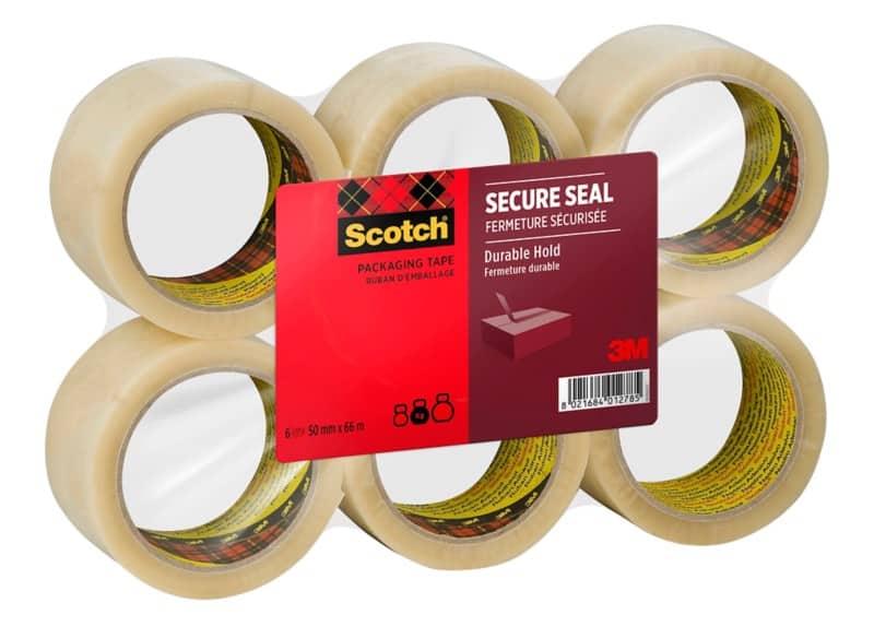 Scotch Secure Seal Packaging Tape Transparent Strong 50 mm (W) x 66 m (L) PP (Polypropylene) 56 microns Pack of 6