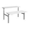 Elev8² Rectangular Sit Stand Back to Back Desk with White Melamine Top and Silver Frame 4 Legs Touch 1600 x 1650 x 675 - 1300 mm