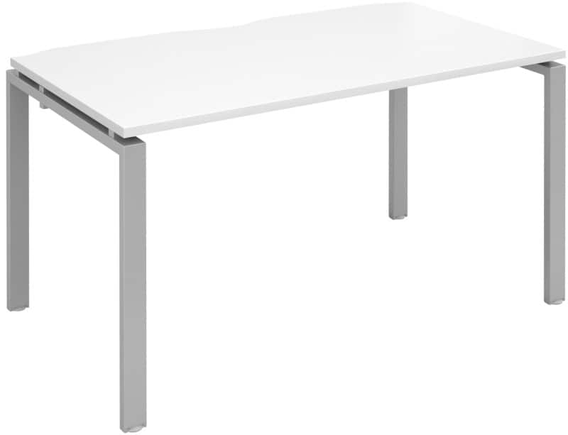 Dams International Rectangular Single Desk with White Melamine Top and Silver Frame 4 Legs Adapt II 1400 x 800 x 725 mm