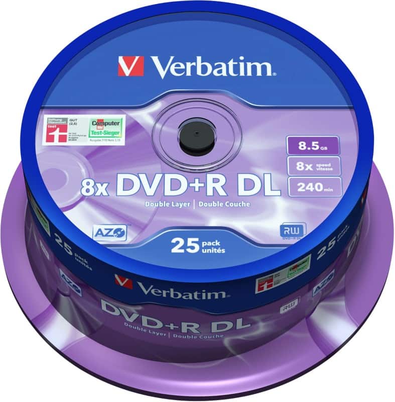 Verbatim DVD + R Double Layer Matt Silver 8x 8.5GB Spindle Pack of 25