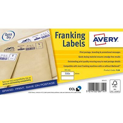 Avery FL08 Franking Labels Self Adhesive 155 x 40 mm White 500 Sheets of 2 Labels
