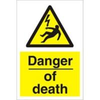 Warning Sign Danger Of Death Fluted Board 30 x 20 cm