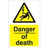 Warning Sign Danger Of Death Fluted Board 60 x 40 cm