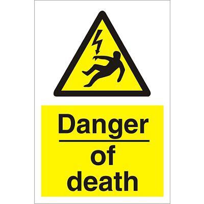 Warning Sign Danger Of Death PVC 30 x 20 cm