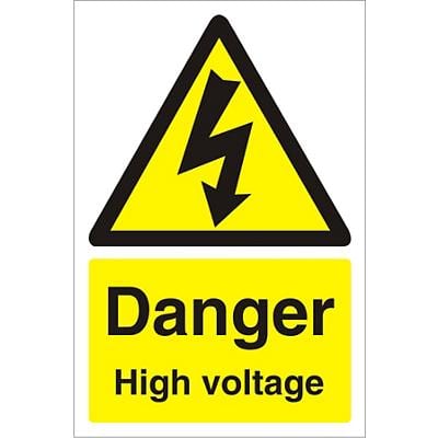 Warning Sign High Voltage Fluted Board 30 x 20 cm