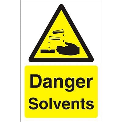 Warning Sign Solvents Fluted Board 30 x 20 cm