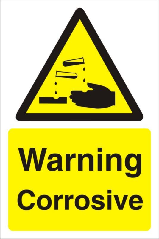 Warning Sign Corrosive Freestanding Corrugated Board 30 x 20 cm