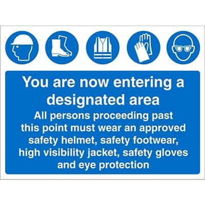 Mandatory Sign PPE Area Fluted Board 45 x 60 cm