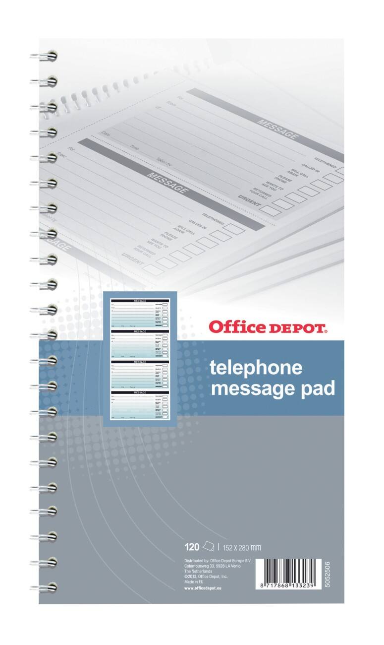 Office Depot Telephone Message Pad Assorted Special format 60 gsm Ruled ...