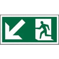 Fire Exit Sign Down Left Arrow Adhesive Vinyl 10 x 20 cm
