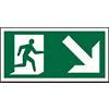 Fire Exit Sign with Down Right Arrow Vinyl 10 x 20 cm