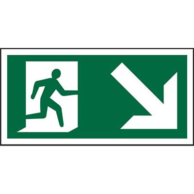 Fire Exit Sign with Down Right Arrow Vinyl 10 x 20 cm
