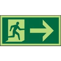 Fire Exit Sign Right Arrow Wall Mounted PVC (Polyvinyl Chloride) 15 x 30 cm