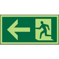 Fire Exit Sign Left Arrow Wall Mounted PP (Polypropylene) 15 x 30 cm