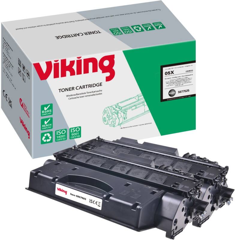 Viking 05X Compatible HP Toner Cartridge CE505XD Black Pack of 2 Duopack