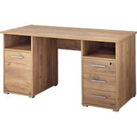 GERMANIA Home Office Workstation with Oak Coloured Melamine Top and 3 Lockable Drawers 4080 1,450 x 700 x 750 mm