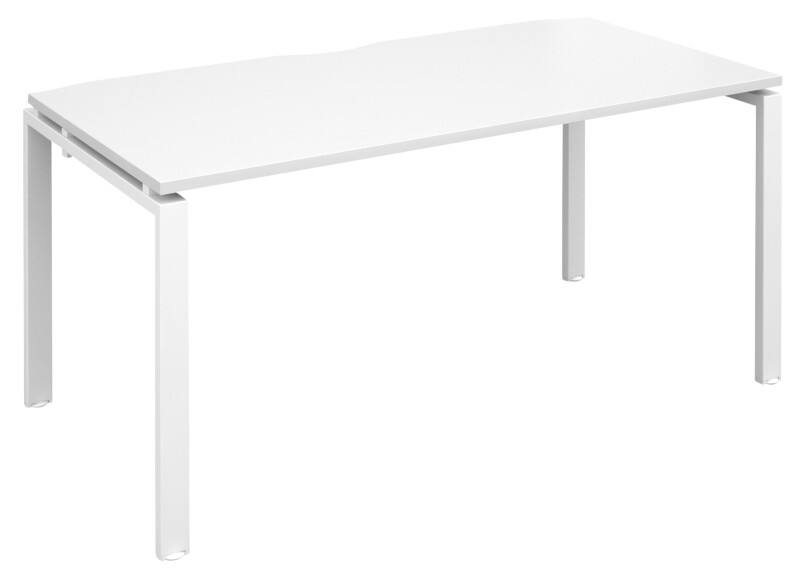 Dams International Rectangular Single Desk with White Melamine Top and White Frame 4 Legs Adapt II 1600 x 800 x 725mm