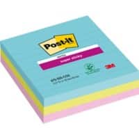 Post-it Super Sticky Large Lined Notes 101 x 101 mm Miami Assorted Colours 3 Pads of 70 Sheets