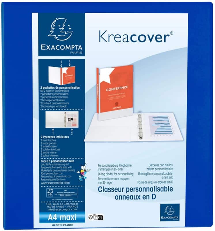 60 mm Ring Binder PP (Polypropylene) A4 4 Rings Blue