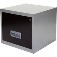 Pierre Henry Steel Filing Cabinet with 1 Lockable Drawer Maxi 400 x 400 x 370 mm Black, Silver