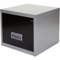 Pierre Henry Steel Filing Cabinet with 1 Lockable Drawer Maxi 400 x 400 x 360 mm Black, Silver