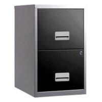 Pierre Henry Maxi Filing Cabinet with 2 Lockable Drawers 400 x 400 x 660 mm Black, Silver
