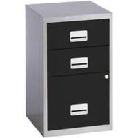 Pierre Henry Steel Filing Cabinet with 3 Lockable Drawers Combi 400 x 400 x 660 mm Black, Silver