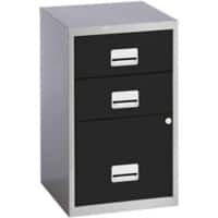 Pierre Henry Steel Filing Cabinet with 3 Lockable Drawers COMBI 400 x 400 x 660 mm Black, Silver