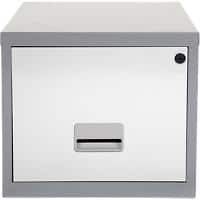 Pierre Henry Steel Filing Cabinet with 1 Lockable Drawer Maxi 400 x 400 x 370 mm Silver, White