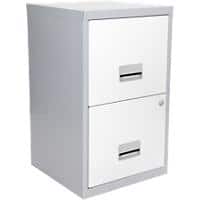 Pierre Henry Steel Filing Cabinet with 2 Lockable Drawers Maxi 400 x 400 x 660 mm Silver, White