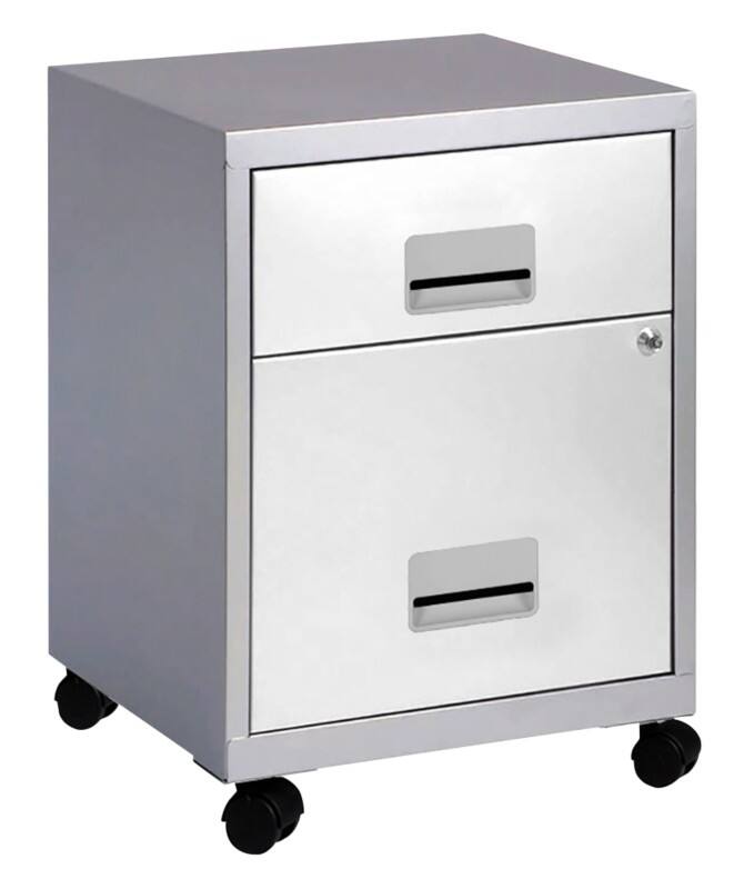 Pierre Henry Steel Filing Cabinet with 2 Lockable Drawers COMBI 400 x 400 x 530 mm Silver, White