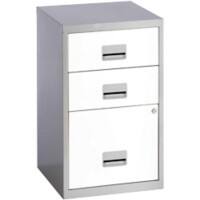 Pierre Henry Steel Filing Cabinet with 3 Lockable Drawers Combi 400 x 400 x 660 mm Silver, White