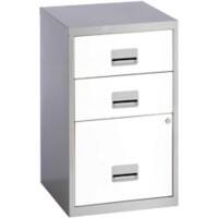 Pierre Henry Steel Filing Cabinet with 3 Lockable Drawers COMBI 400 x 400 x 660 mm Silver, White