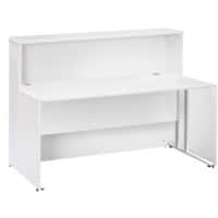 Dams International Rectangular Reception Desk with White Melamine Top and White Frame Maestro 25 1462 x 890 x 1125mm
