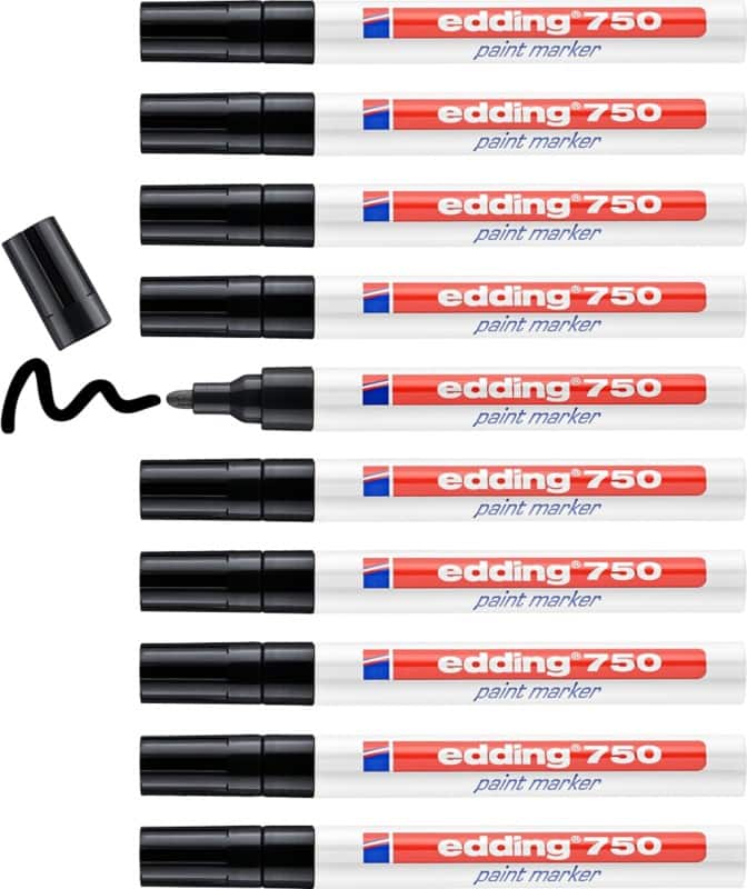 edding 750 Permanent Paint Marker Black Medium Bullet 2 - 4 mm  Water-Resistant Pack of 10