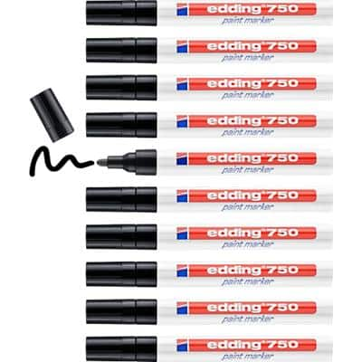 edding 750 Permanent Paint Marker Black Medium Bullet 2-4 mm Pack of 10